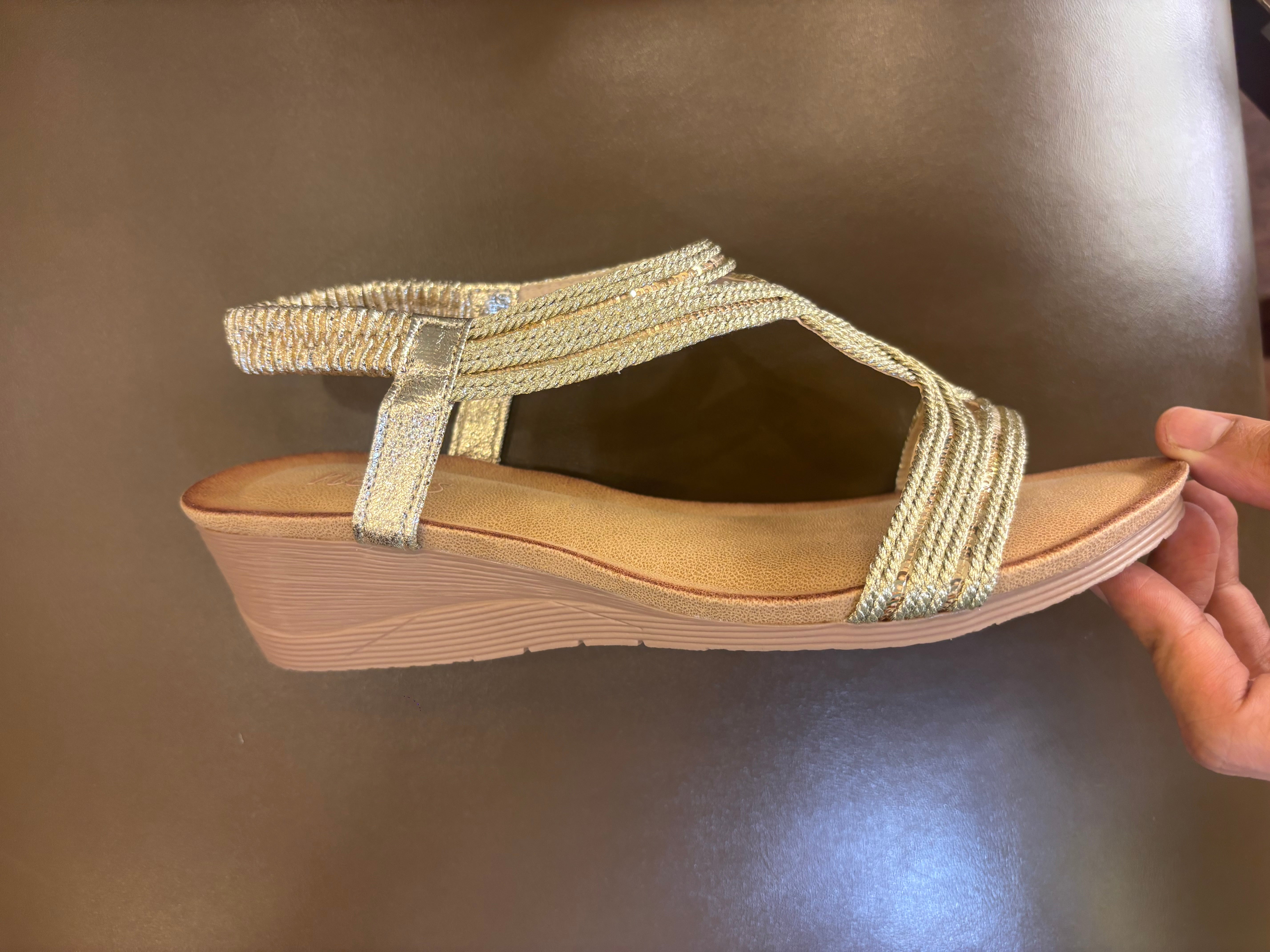 Cynthia Wedge Back Elastic Crochet Sandals - The Heels India