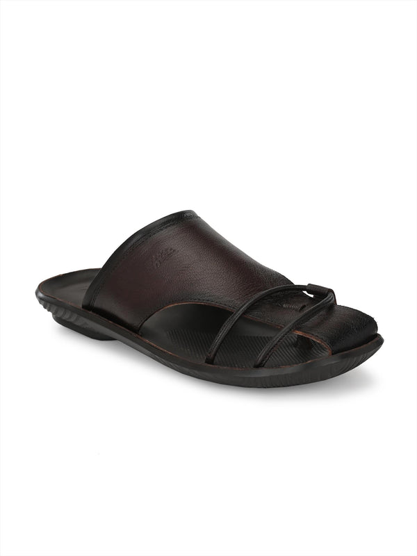 Bravur Brown Leather Sliders HT