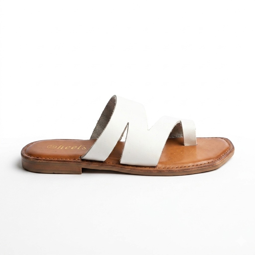 Trisha Hexagon Leather Thumb Criss Cross Slippers