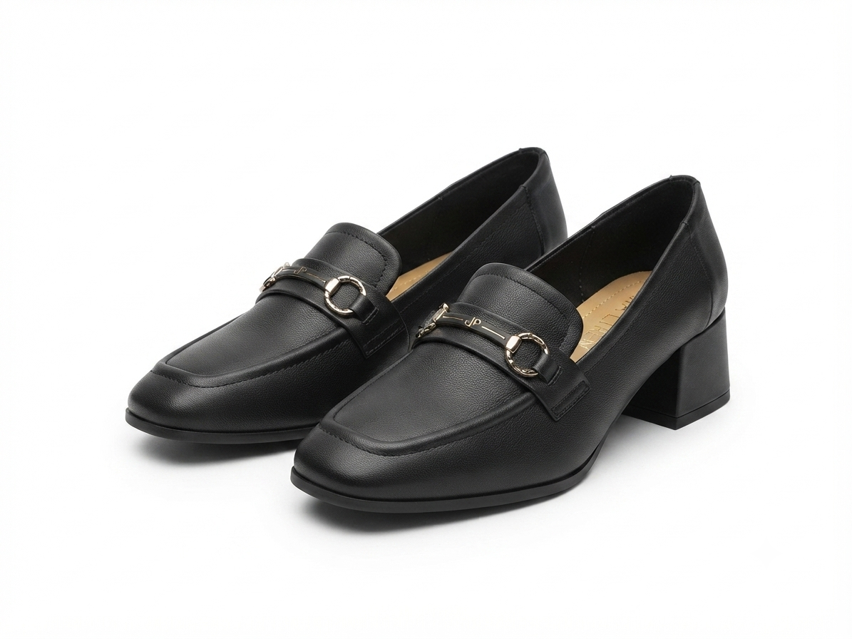 Melissa Premium Leather Block Heel Loafers