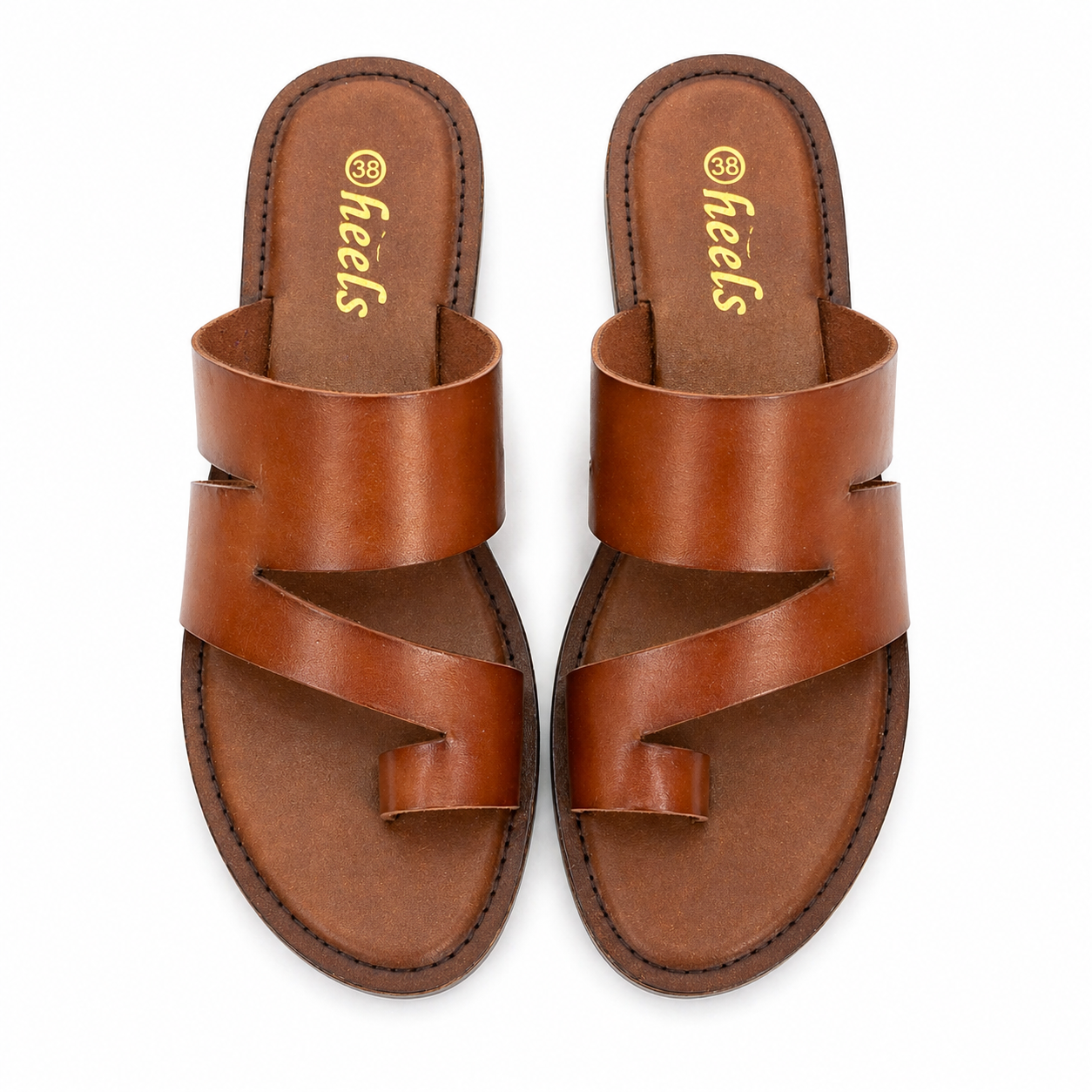 Melanie Leather Thumb Strap Flat Sliders - The Heels India