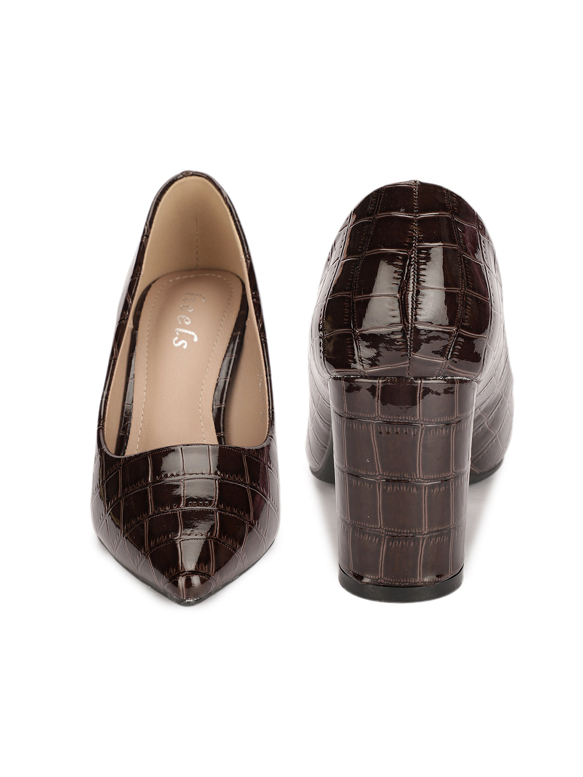 Lola Croco Block Heel Pumps
