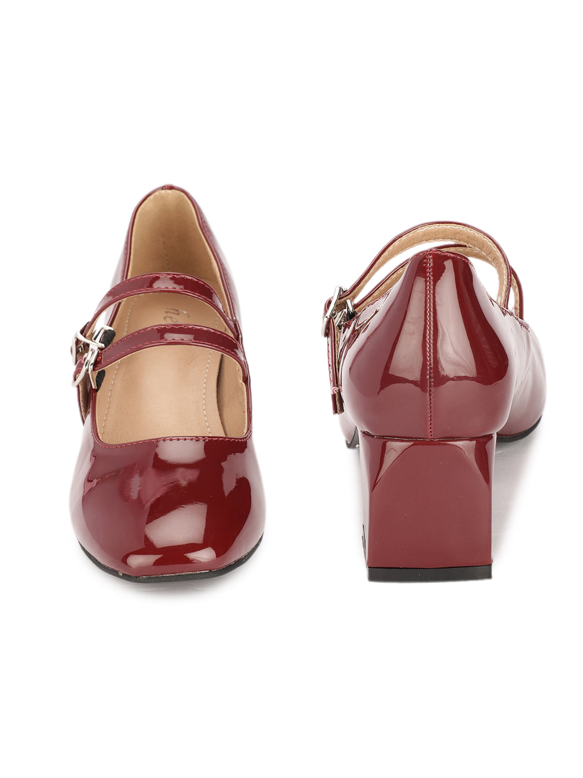 Beryl Patent Block Heel Strap Shoe