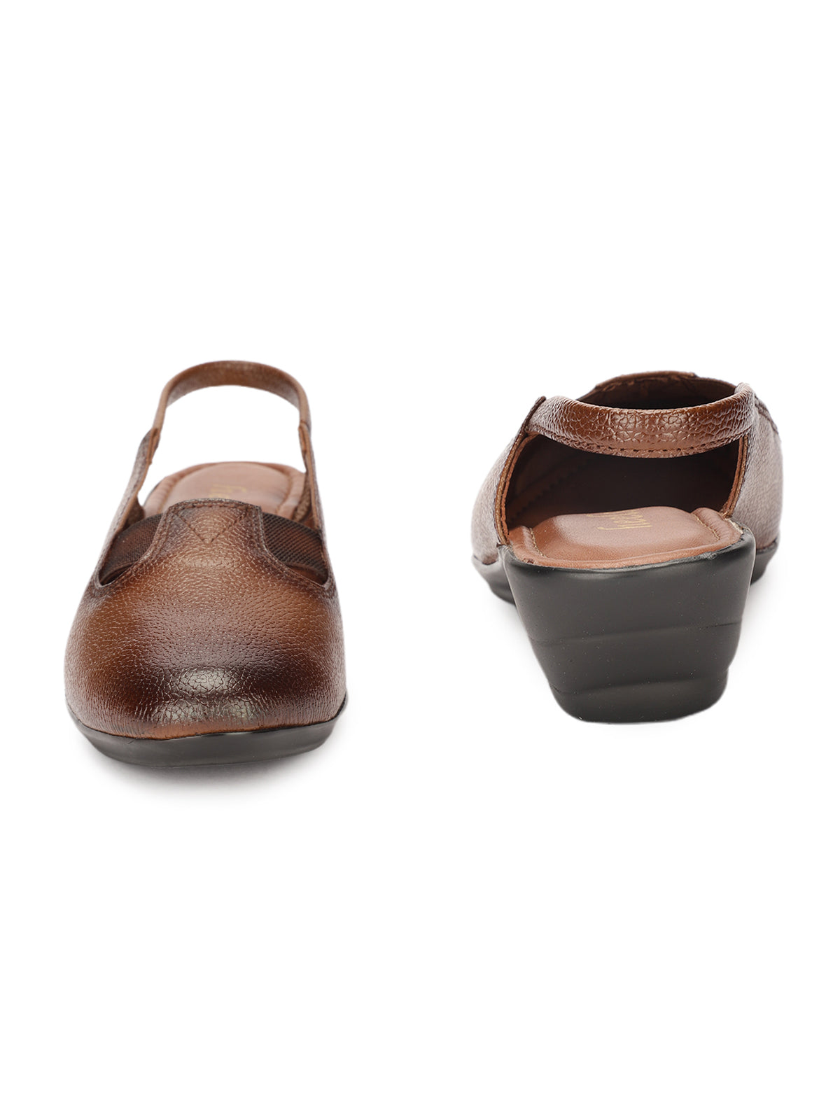 Ella Leather Back Elastic Wedge Heel Loafers