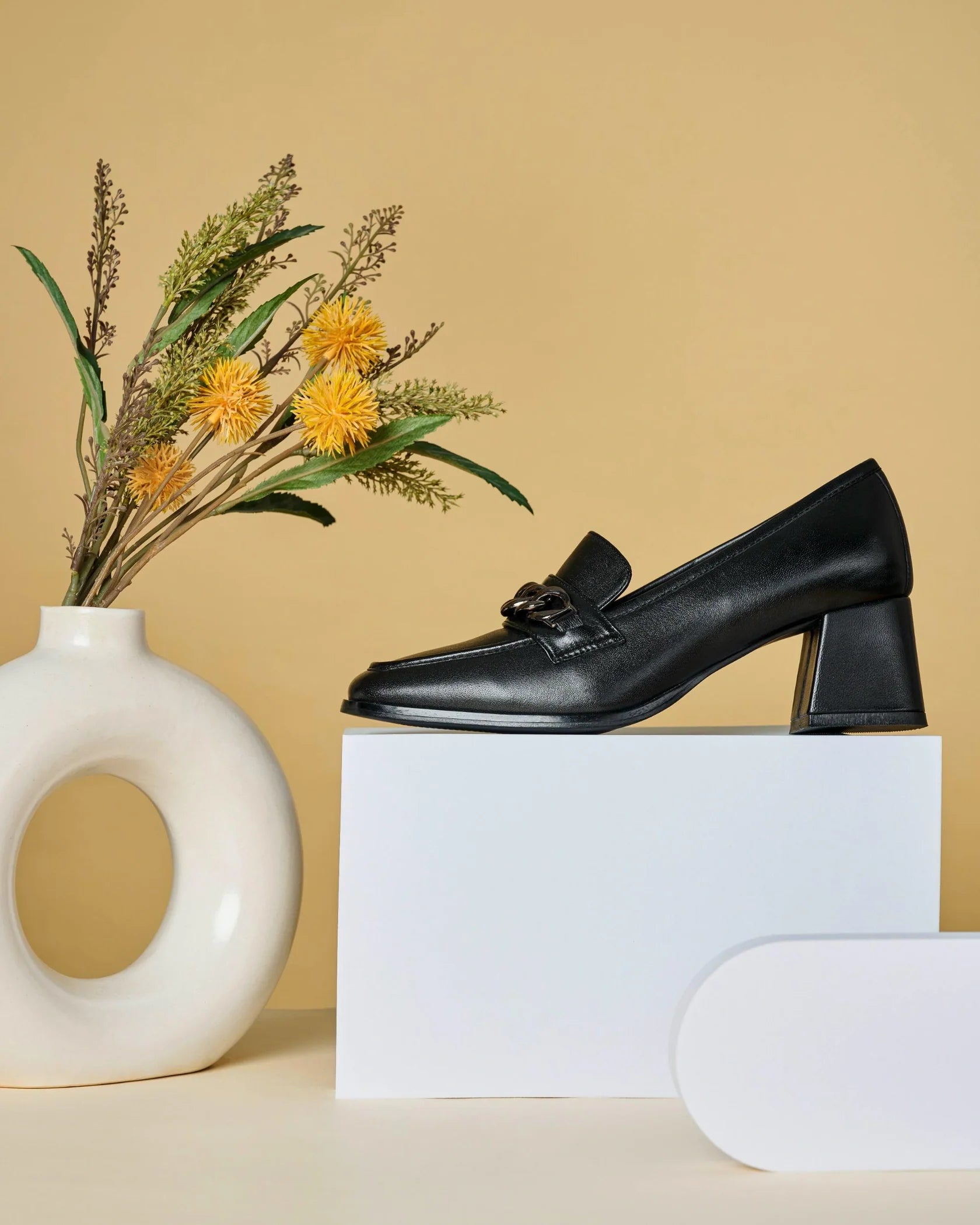 CHIC Premium Leather Block Heel Loafers