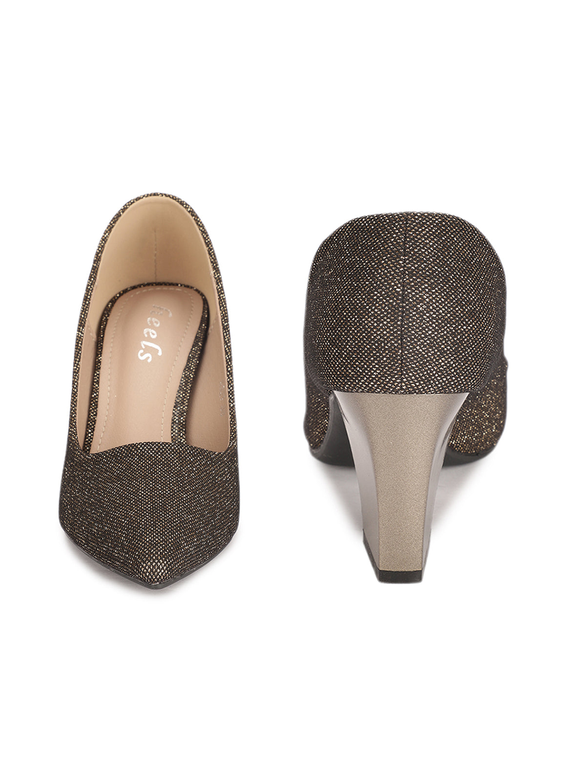 Bergamo Block Heel Glitter Pumps