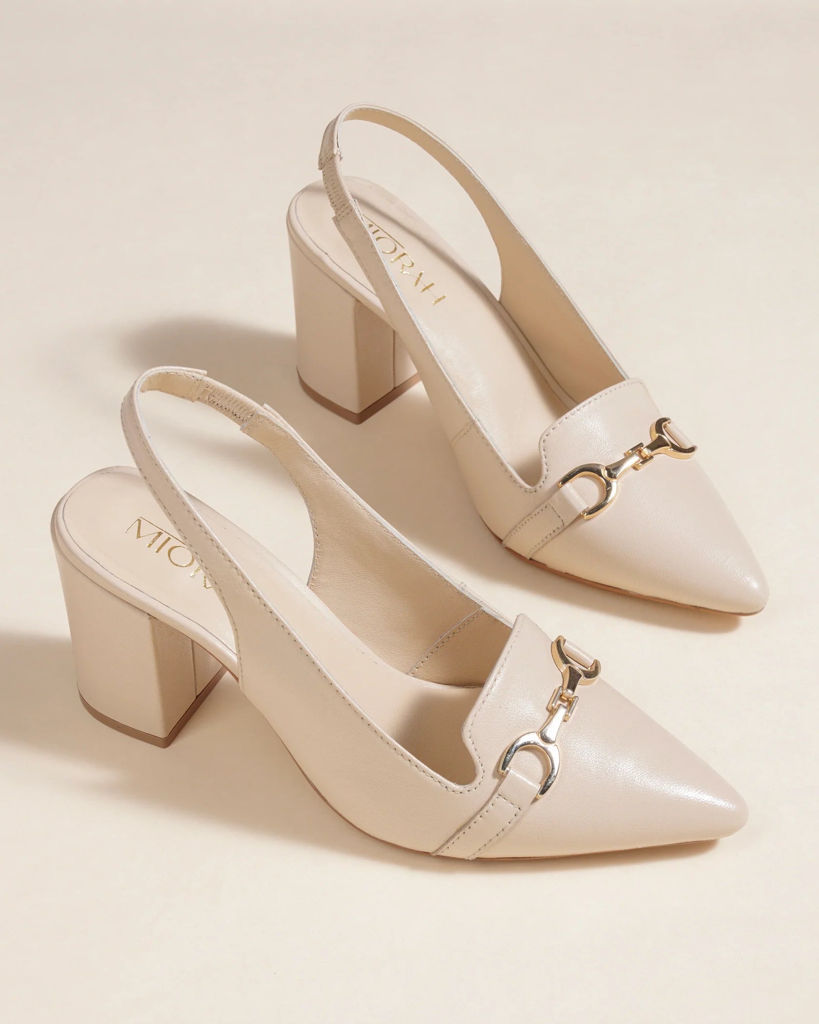 ELENA Premium Leather Slingback Block Heels