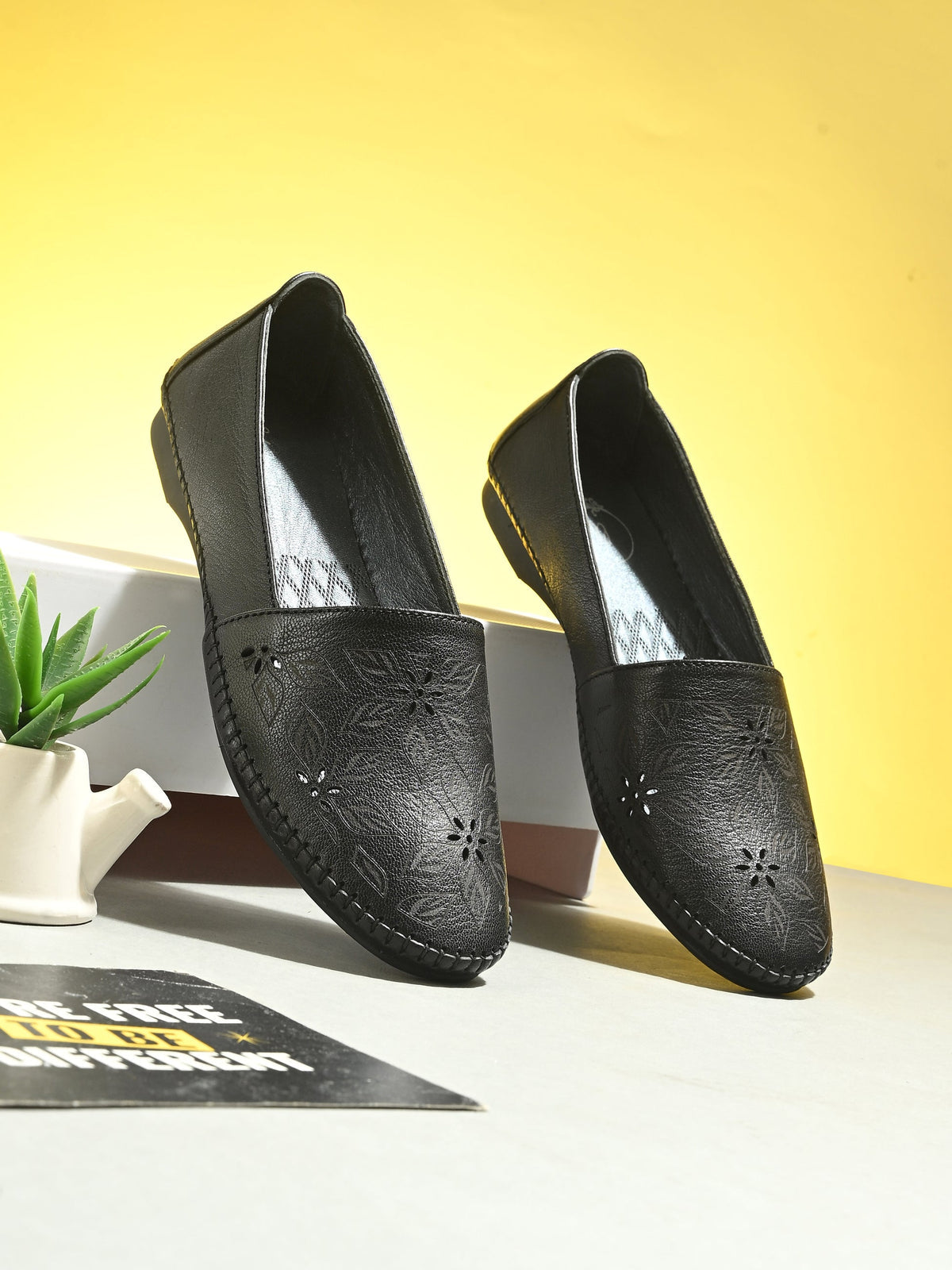 Teressa Perforated Cushioned Leather Ballerinas