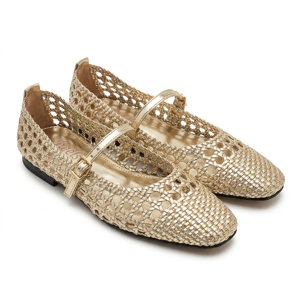Meraki 2.0 Premium Mesh Flat Mary Jane Leather Ballerinas