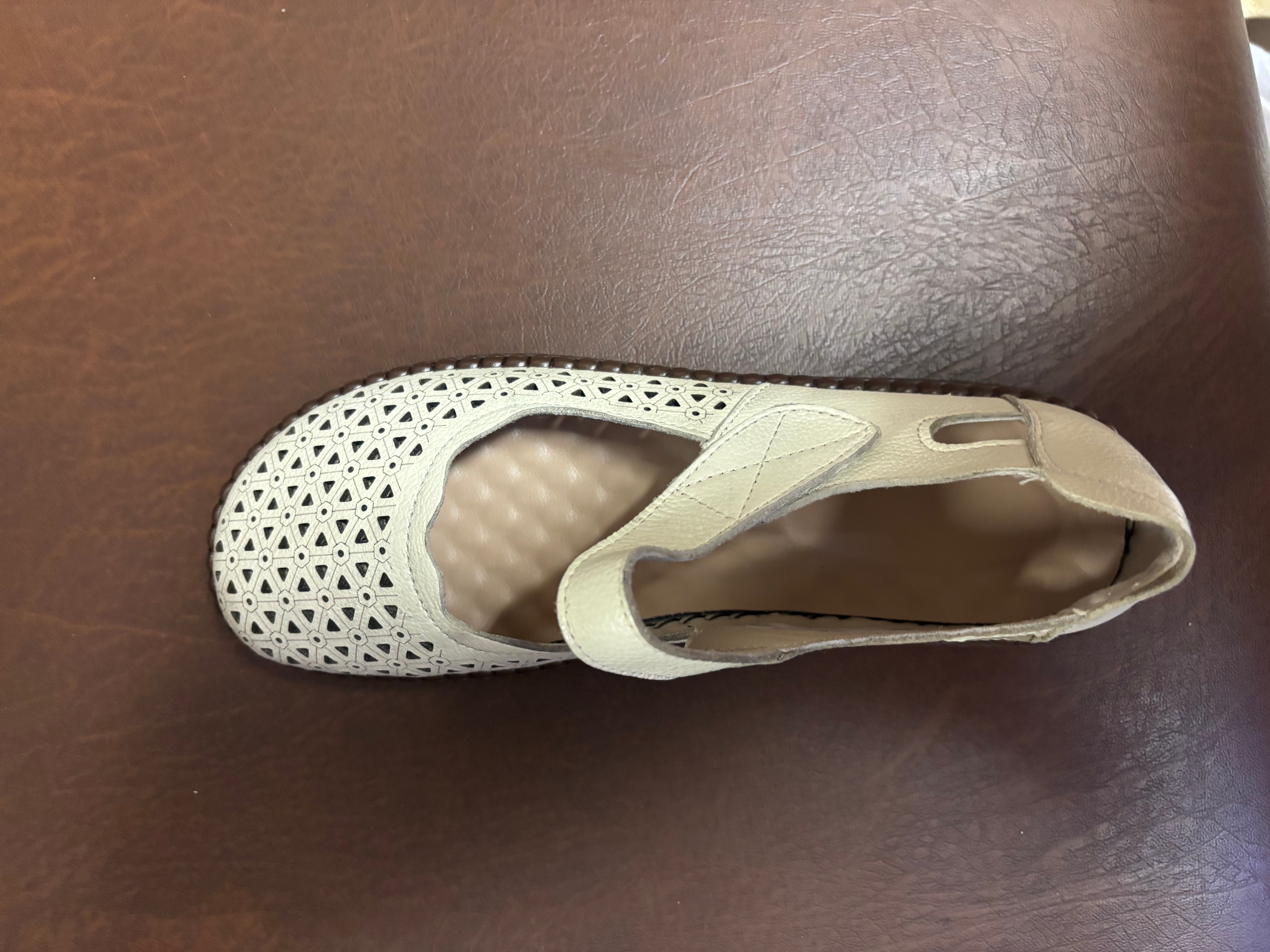 Melissa Leather Velcro Strap Perforated Cushioned Loafers