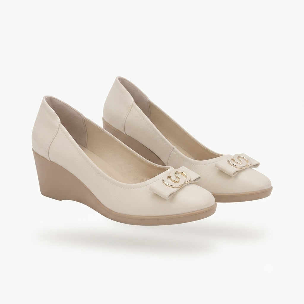 Estrella Premium Leather Wedge Heel Ballerinas