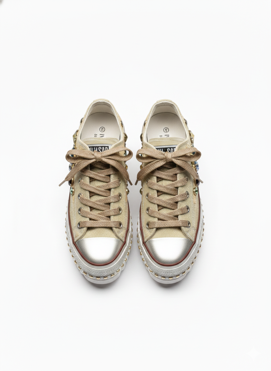 Armas Chunky Lace Up Embellished Rugged Sneakers - The Heels India