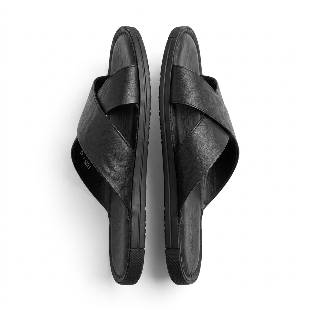 Erling Premium Leather Double Strap Cross Slippers