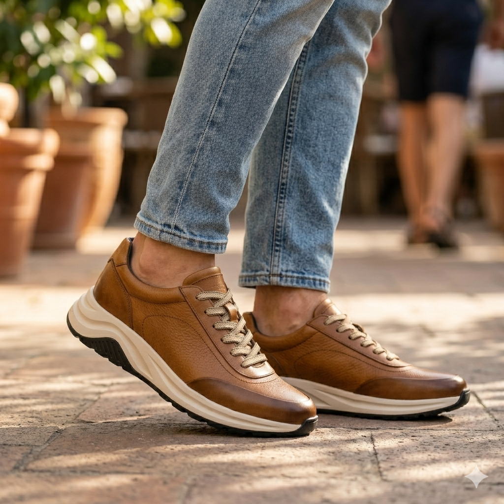 Kai Premium Leather Lace Up Sneakers