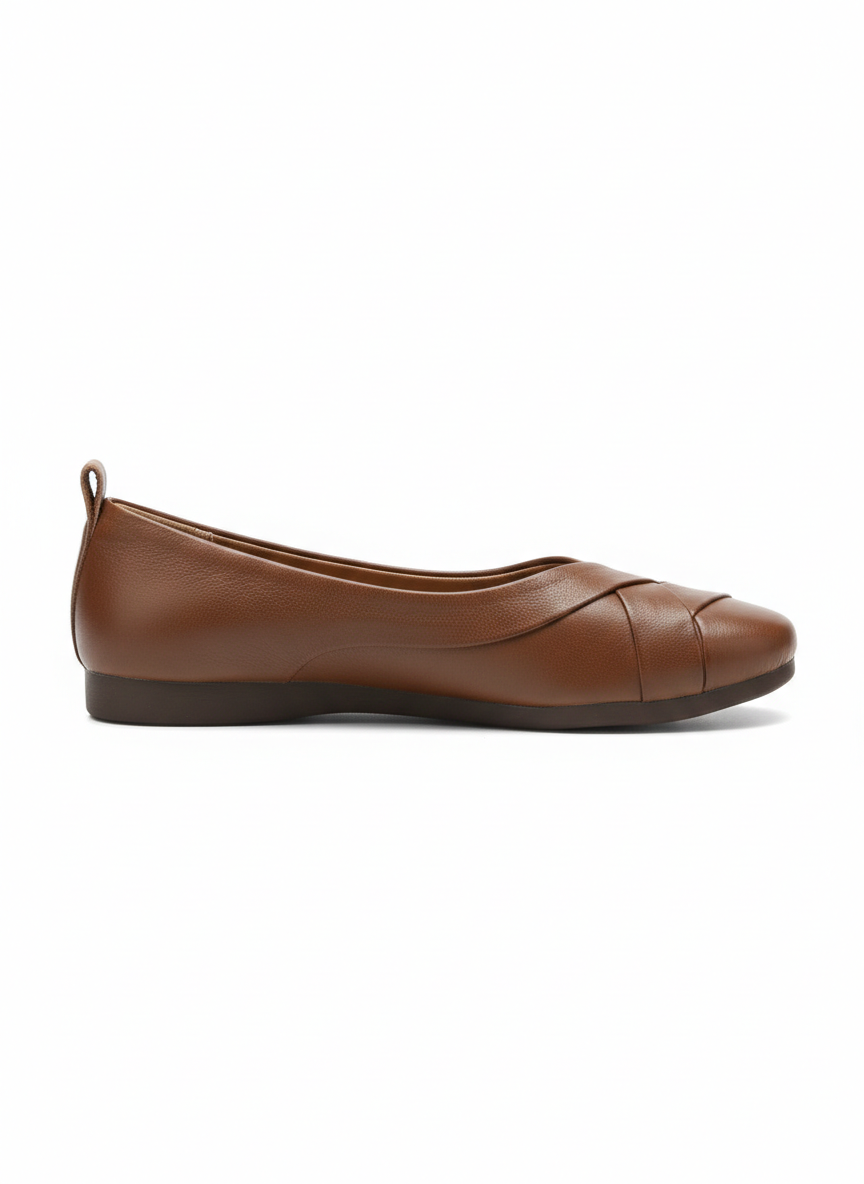 Audrey Premium Leather CrissCross Flat Cushioned Ballerinas