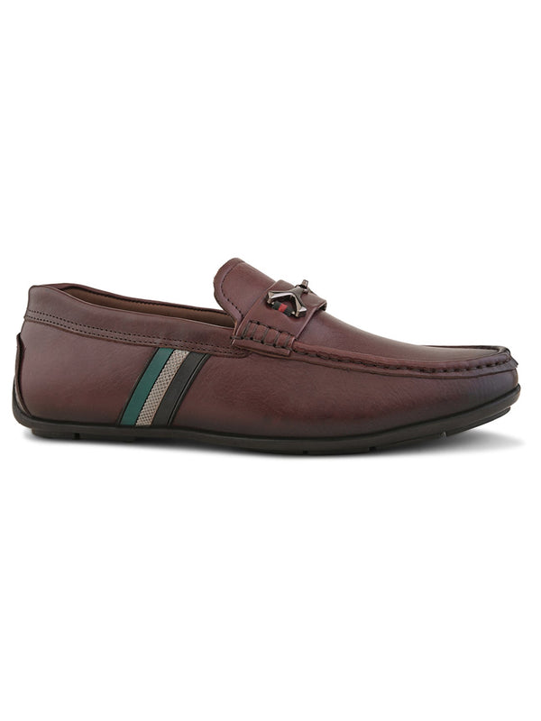 Ethan Bordo Leather Buckle Loafers