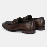 Nathan Brown Textured Formal Leather Loafers