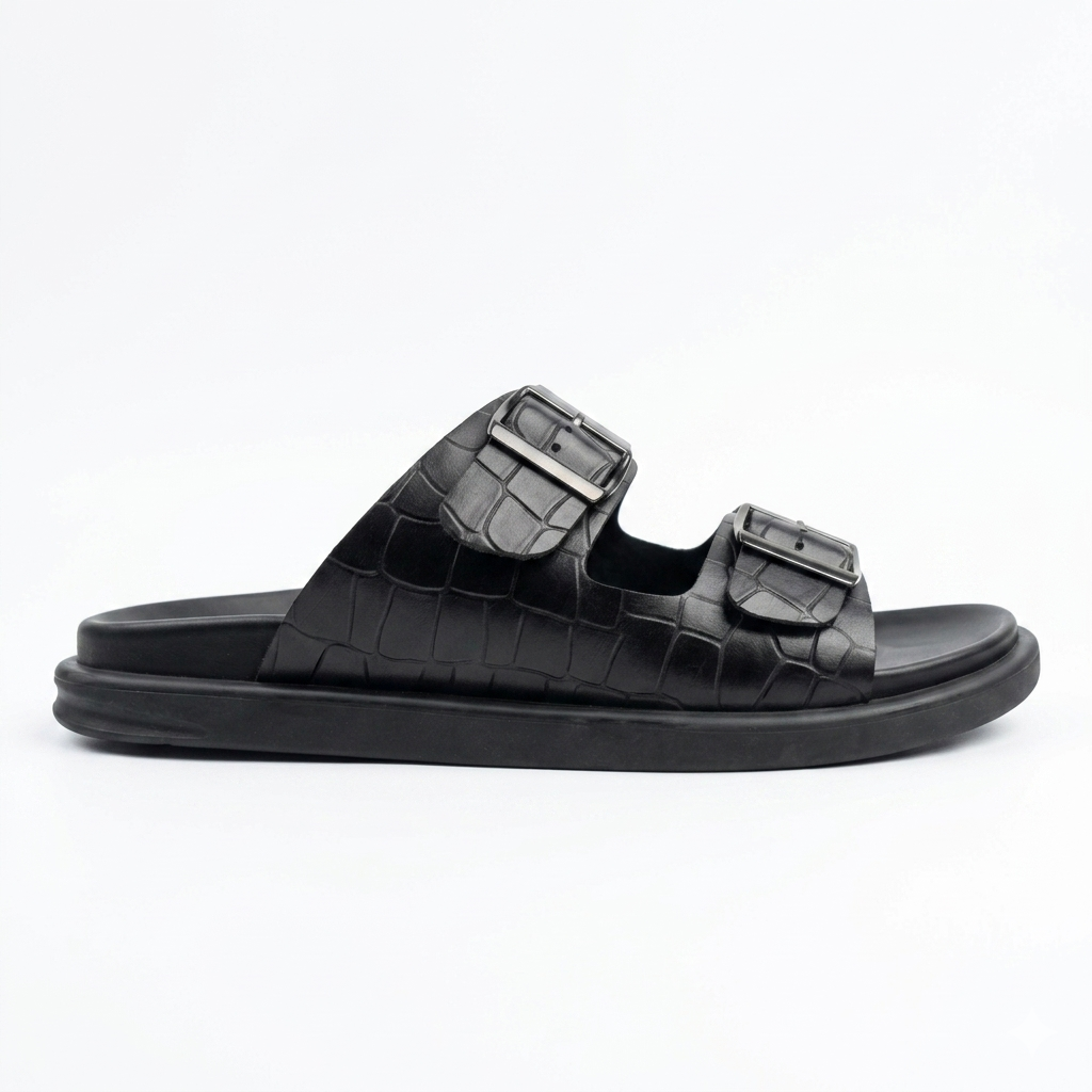 Lacroix Premium Leather Double Strap Sliders
