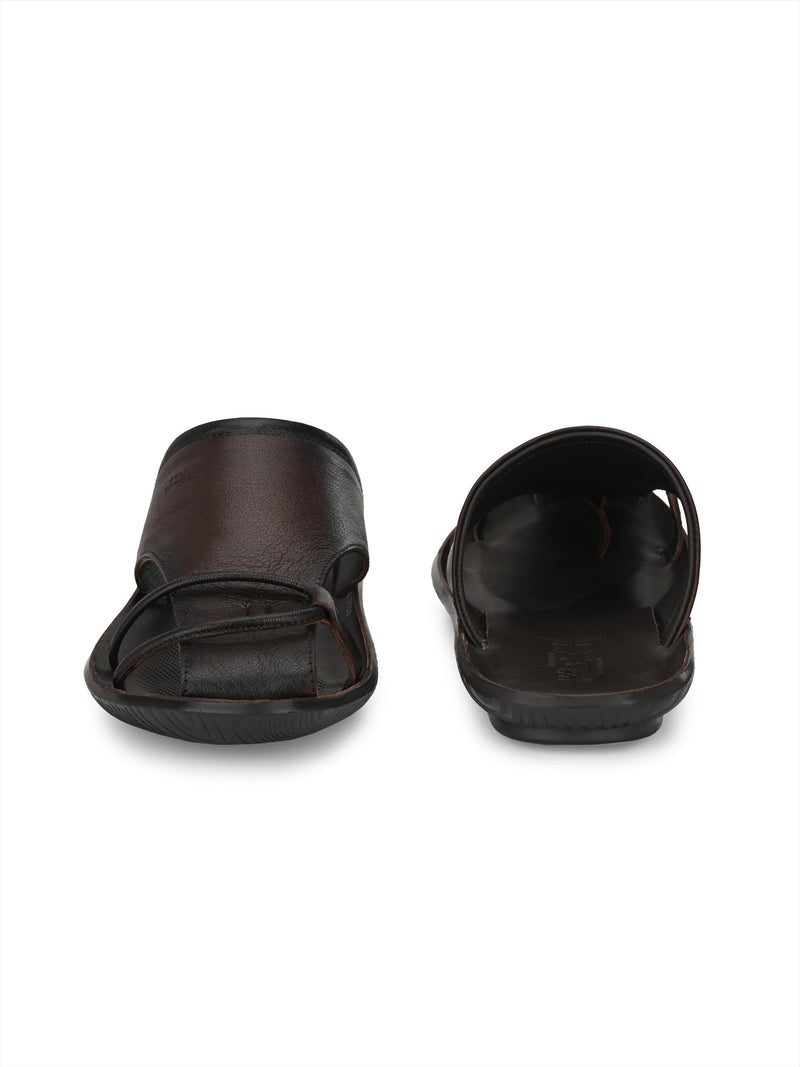 Bravur Brown Leather Sliders HT