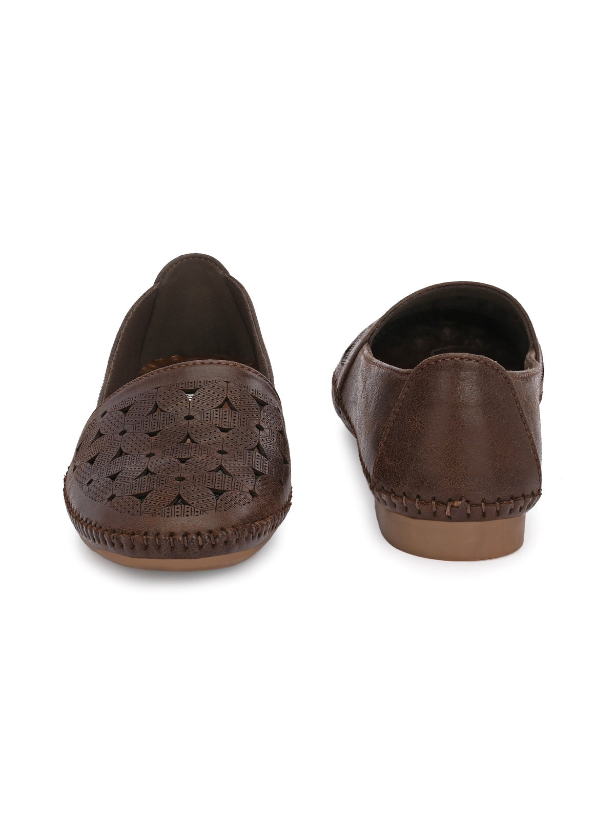 Milla Perforated Cushioned Leather Ballerinas