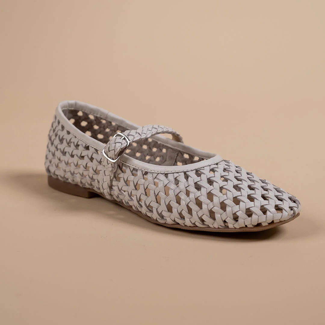 GLINT Premium Leather Mesh Flat Ballerinas