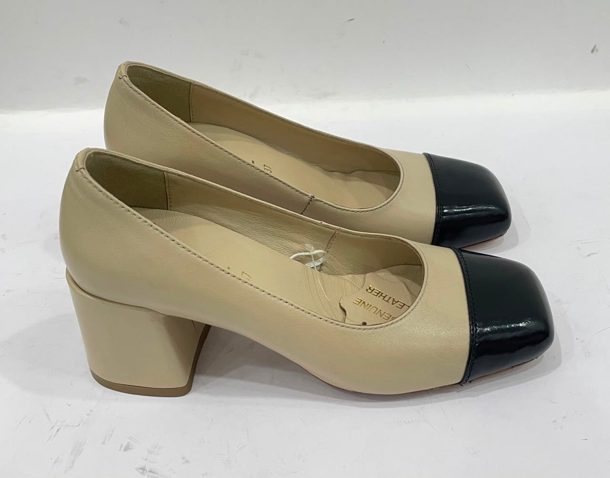 RADIANT Premium Leather Cap Toe Block Heels