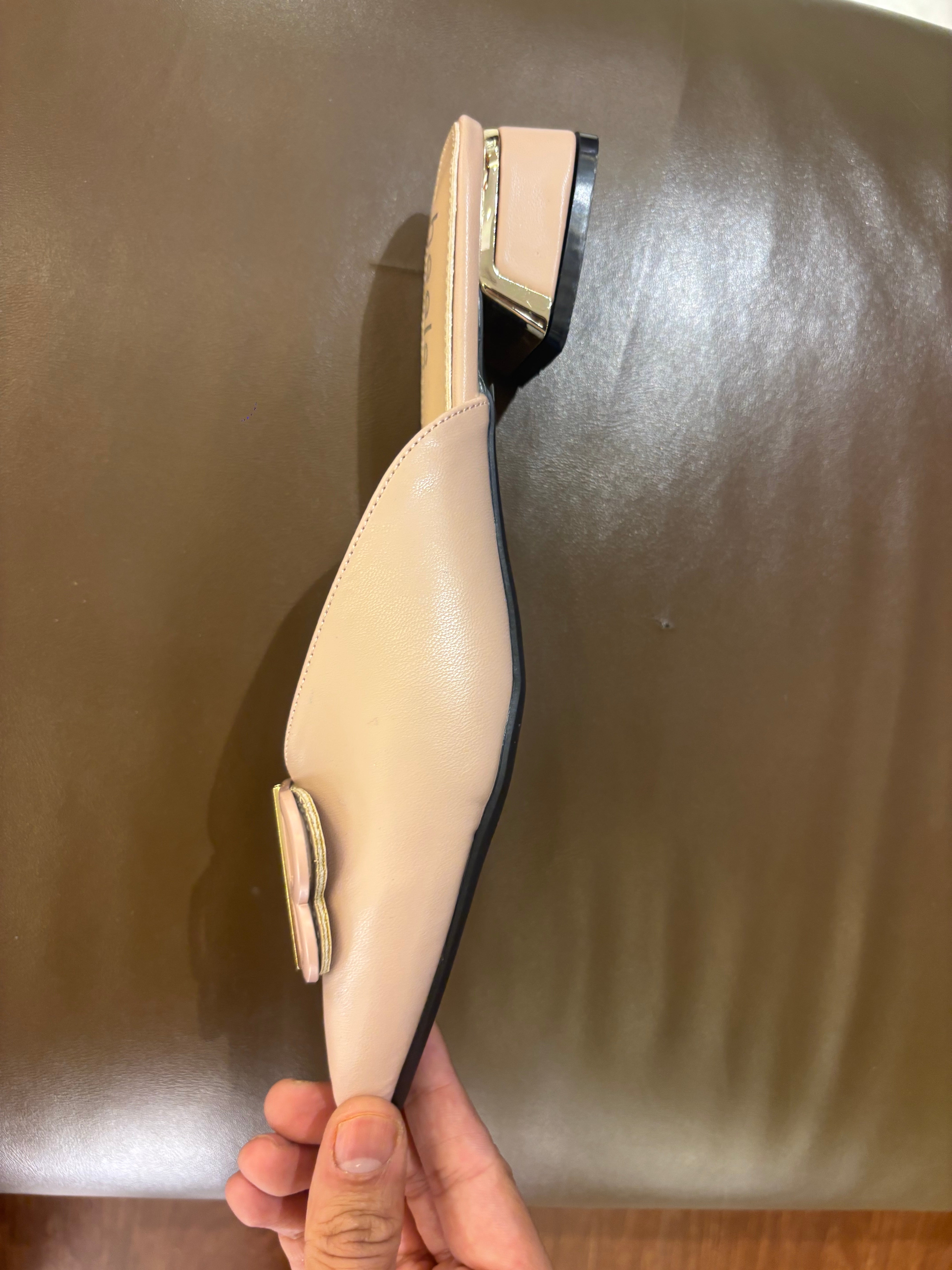 Linda Mid Heel Cushioned Back Open Pointed Mules