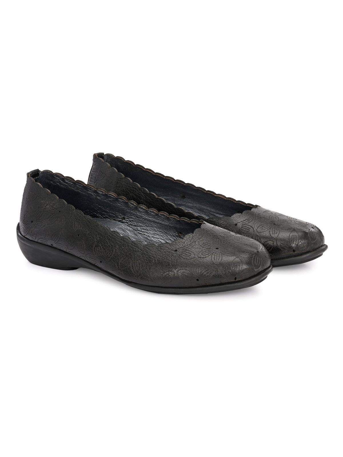 Giva Perforated Cushioned Leather Ballerinas