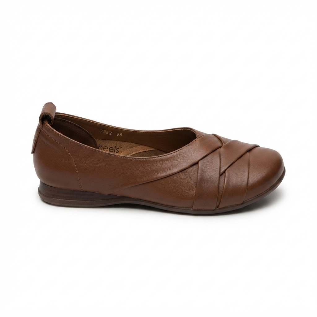 Audrey Premium Leather CrissCross Flat Cushioned Ballerinas