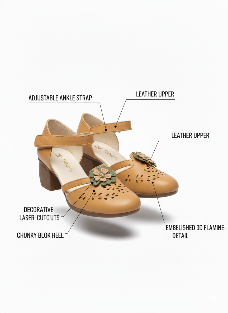 Melrose Premium Leather Perforated Ankle Strap Summer Sandals - The Heels India