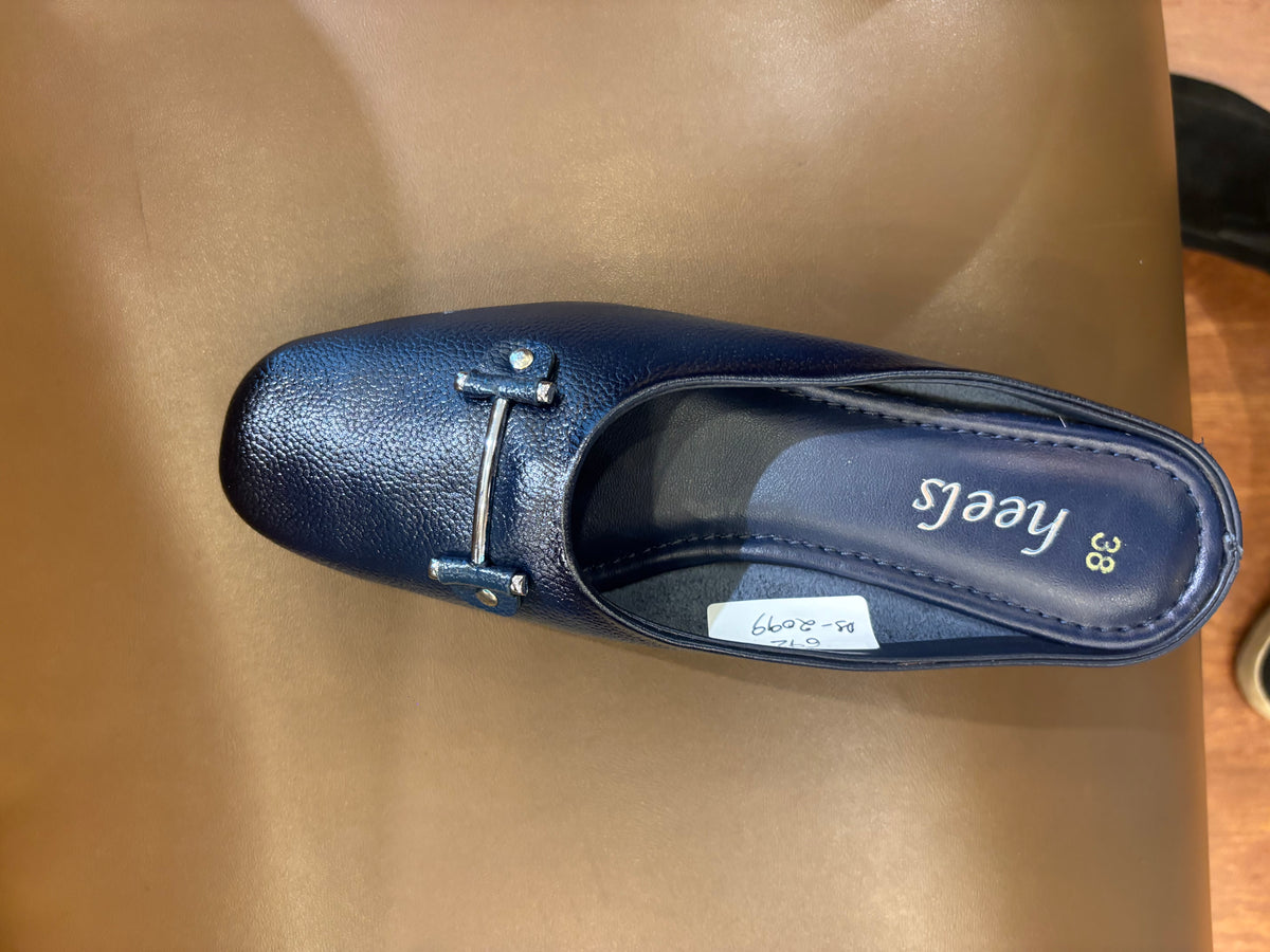Cherie Buckled 2.0 Leather Back Open Wedge Heel Mules