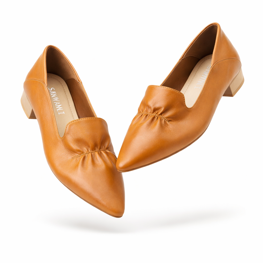 Lisbon Premium Leather Pointed Mid Heel Ballerinas
