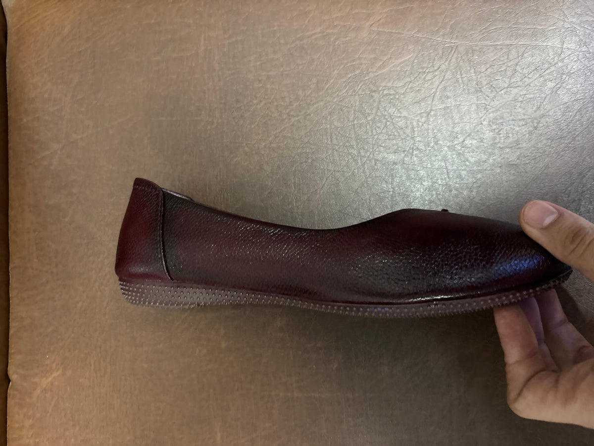Nysa Classic Leather Ballerinas in Maroon - The Heels India