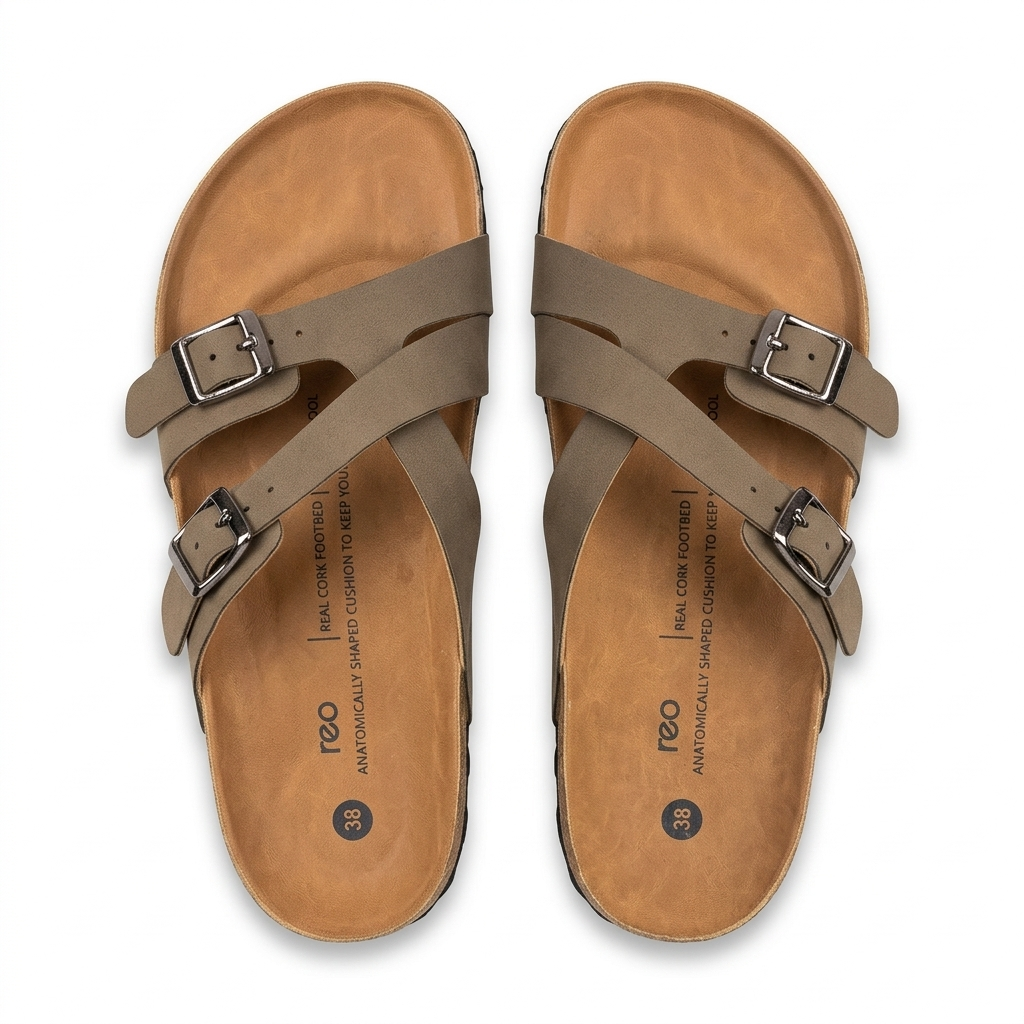 Cherie Buckle Strap Cork Summer Sliders