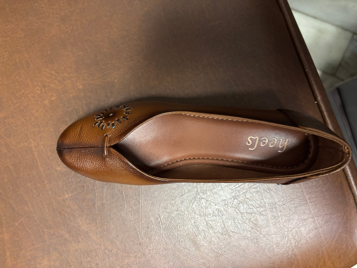 Lina Leather Wedge Ballerinas