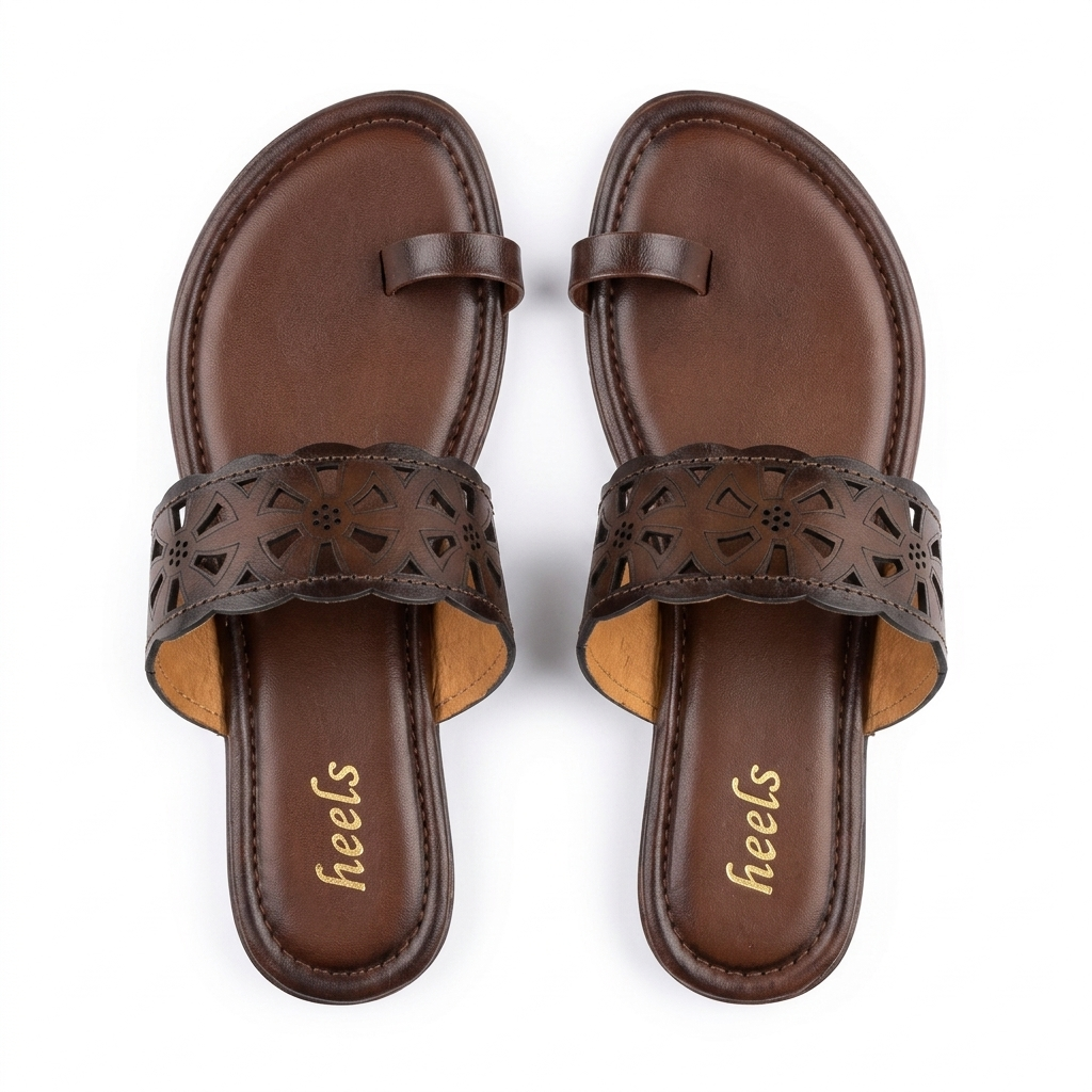 Brianna Leather Perforated Thumb Kohlapuri Slippers