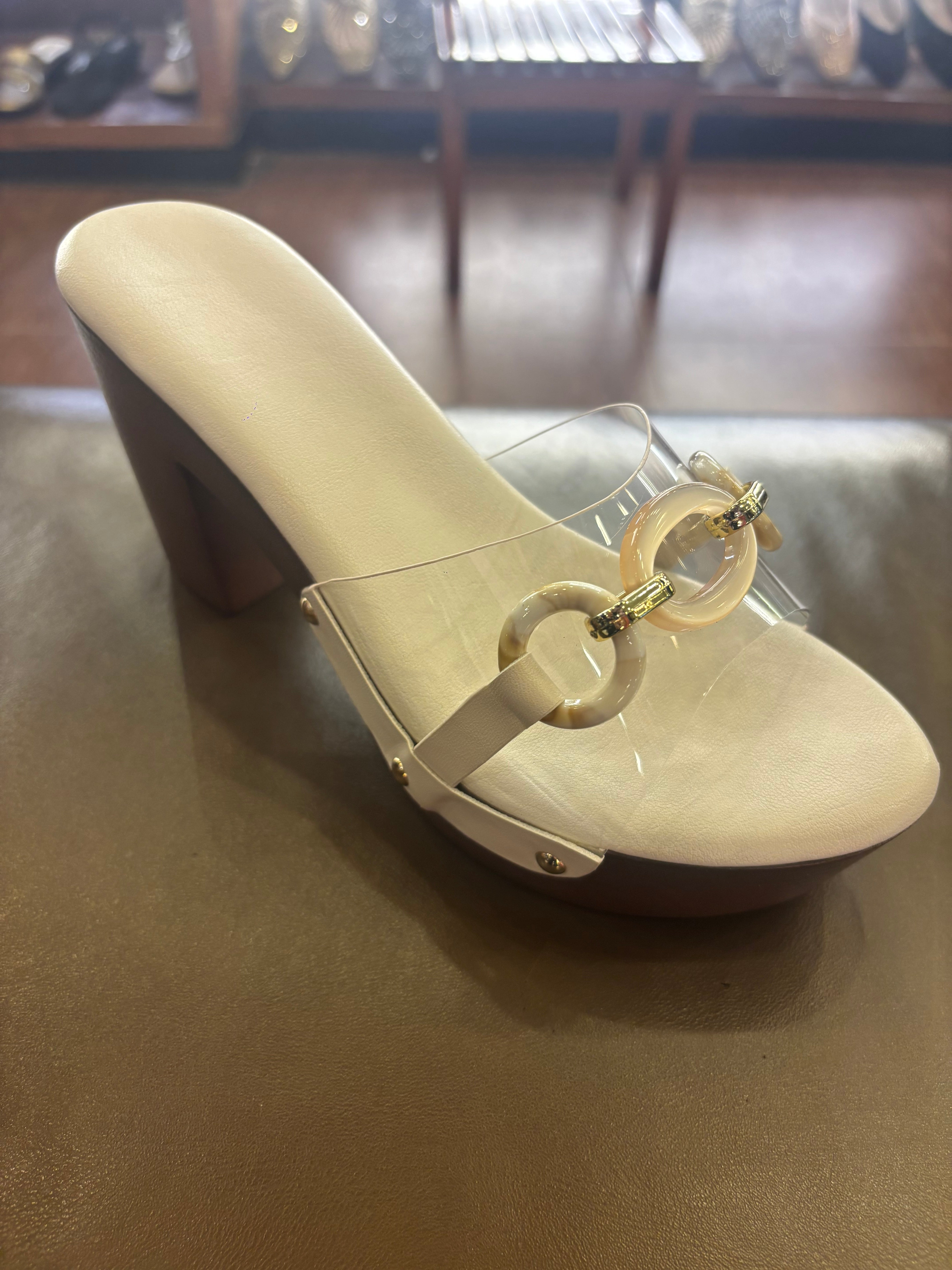 Ella Platform Transparent Peep Toe Block Heels