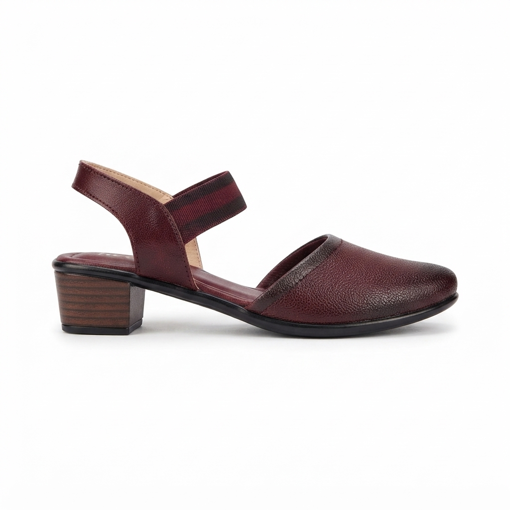 Marcia 2.0 Mini Leather Block Heel Pumps in Maroon for women | The Heels