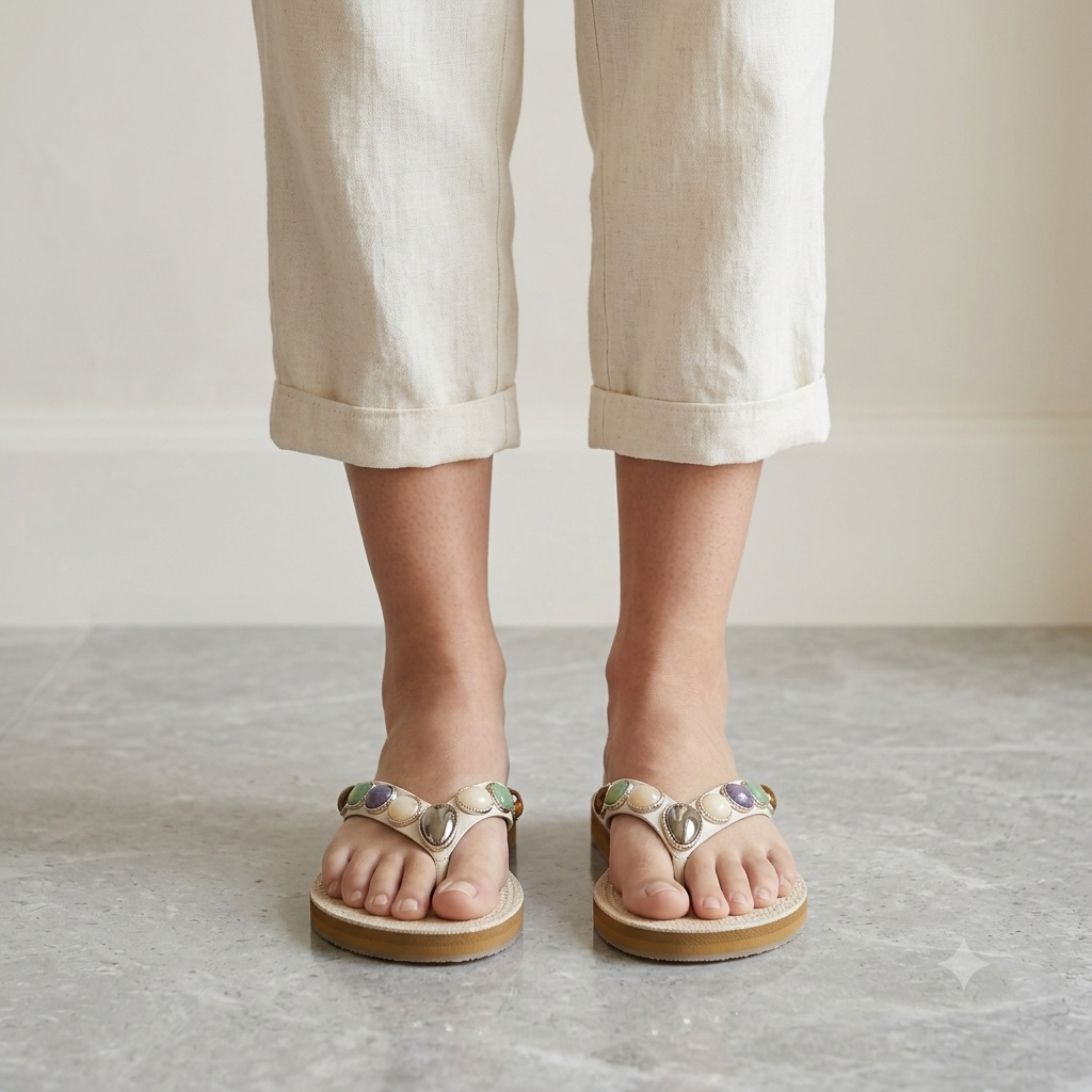 Norelle Cushioned Gemstone V Strap Comfort Summer Slippers