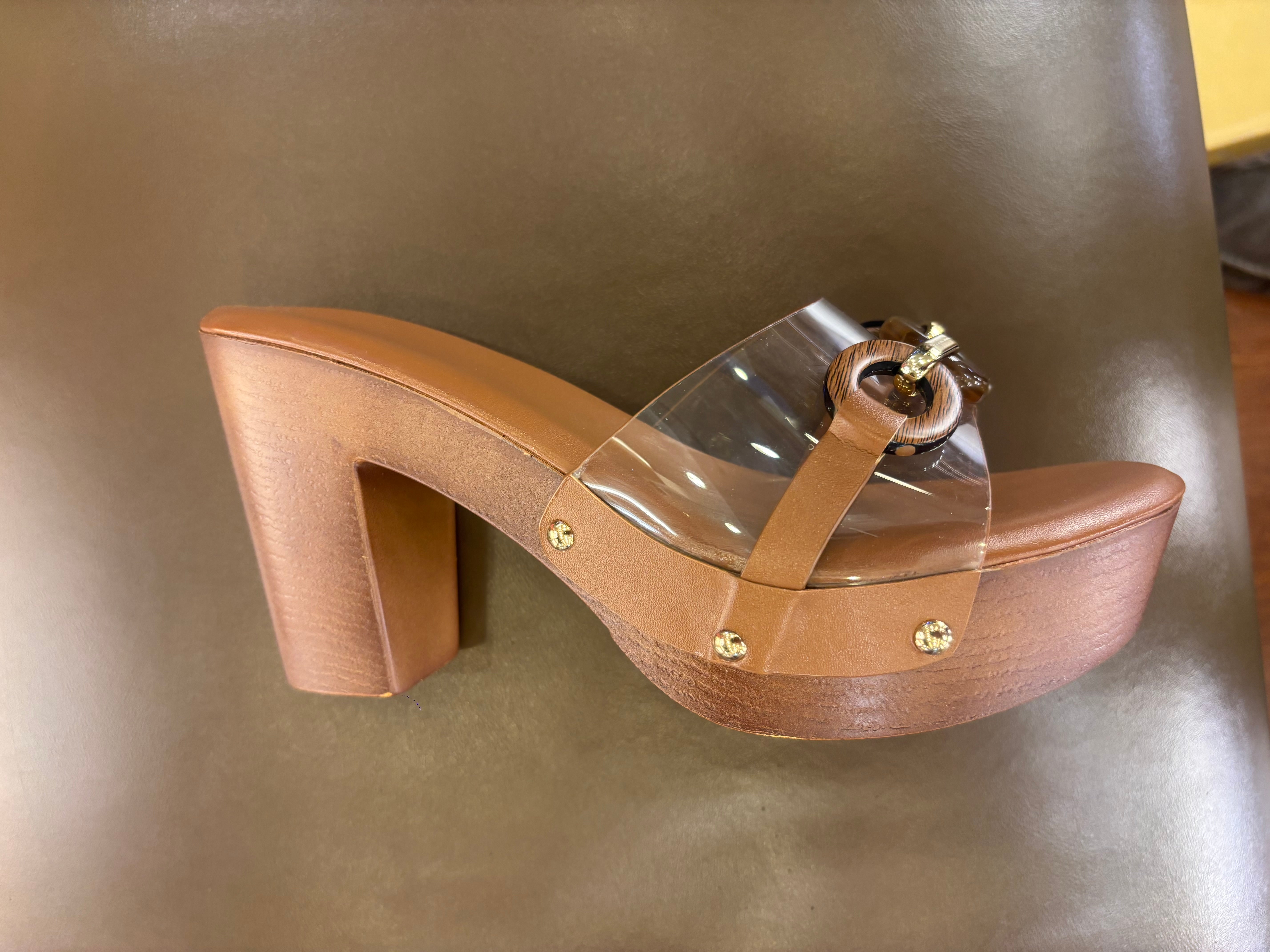 Ella Platform Transparent Peep Toe Block Heels