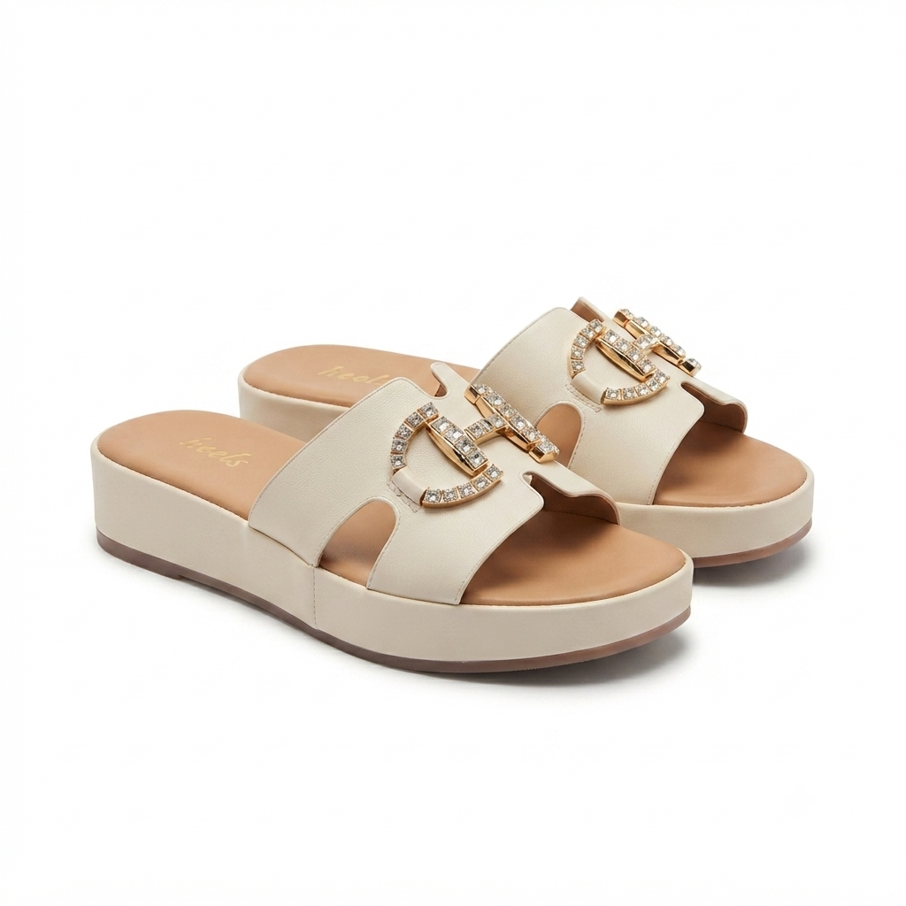 Layla Premium Cushioned Wedge Embellished Sliders