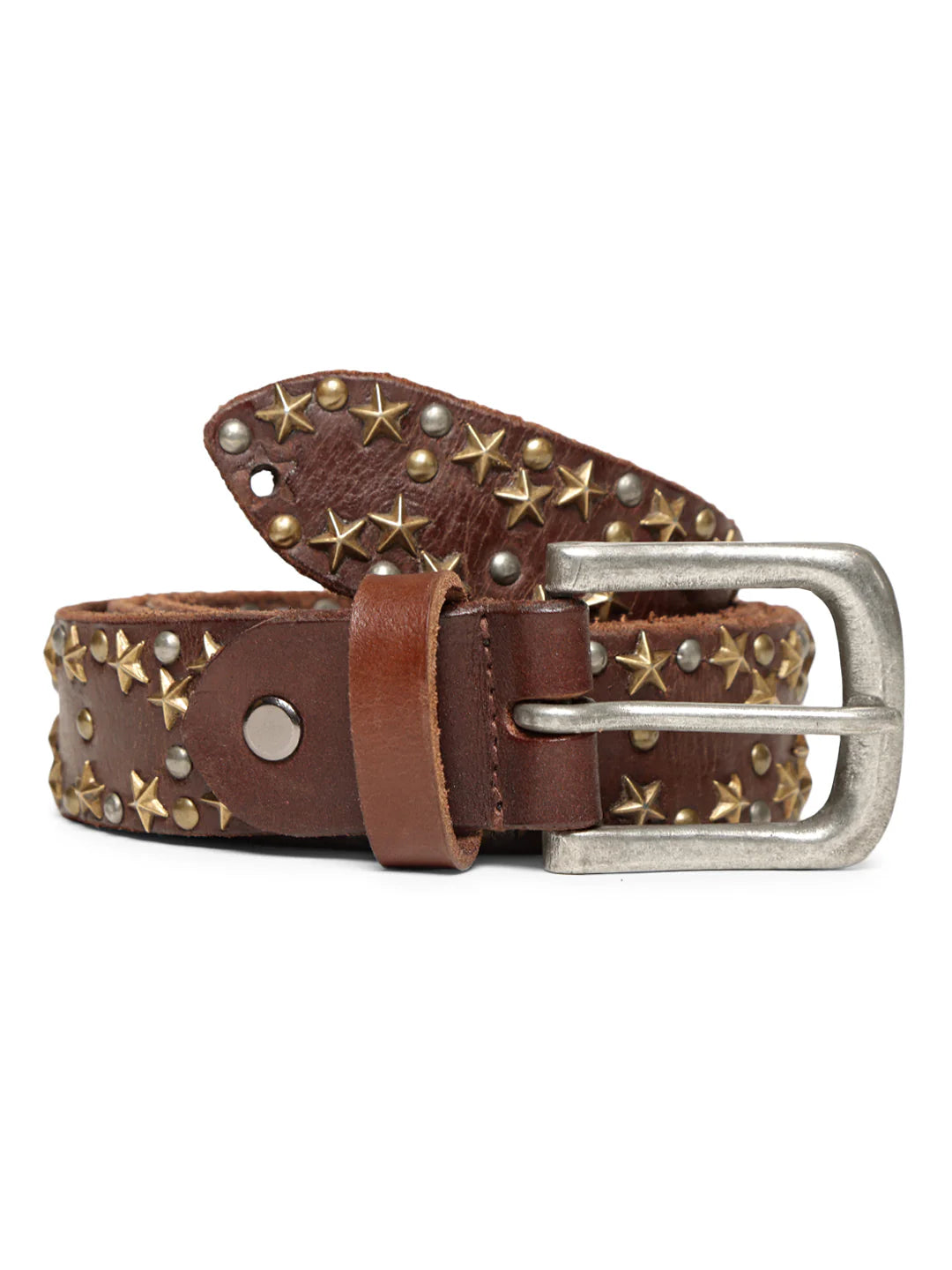 Brown Star Studded Belt For Women