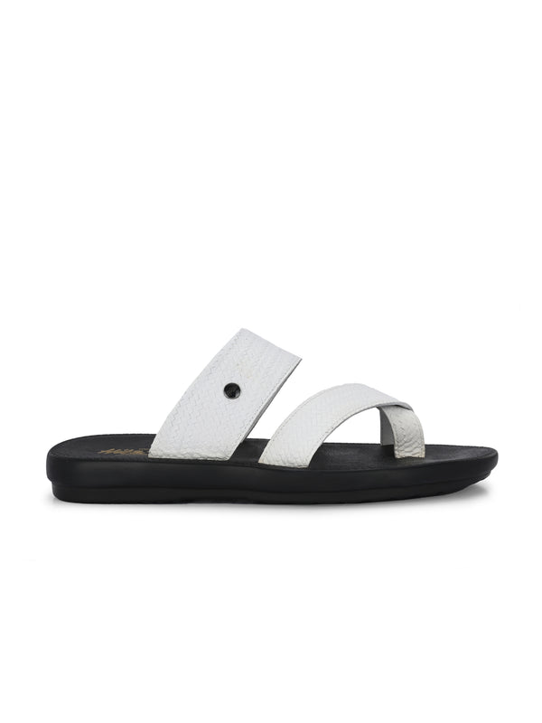 Lustral White Leather Slippers HT