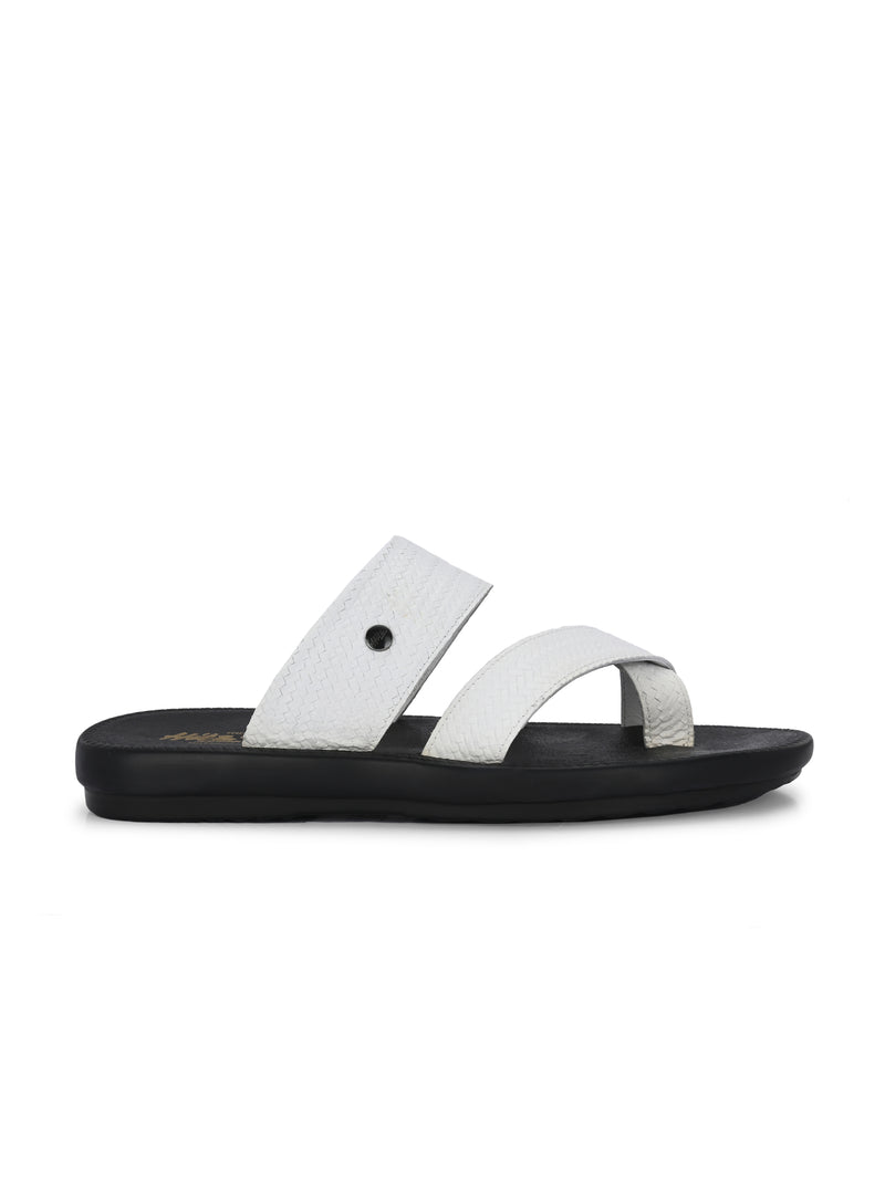 Lustral White Leather Slippers HT