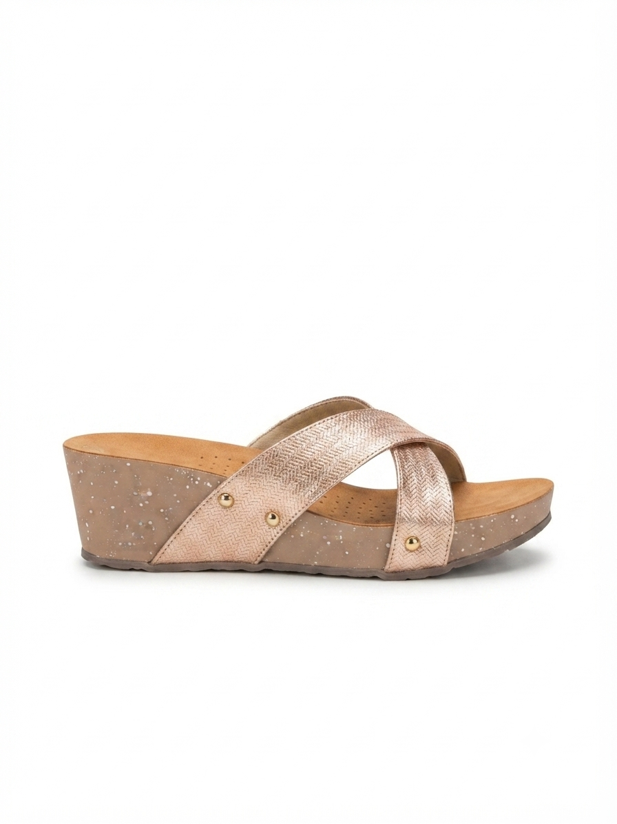 Divera Cross Cushioned Wedge Slippers