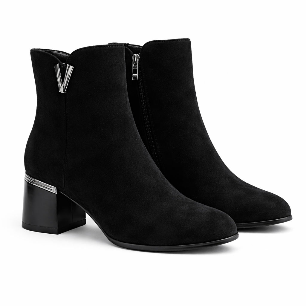 Savanna Suede Premium Winter Ankle Boots with Block Heels