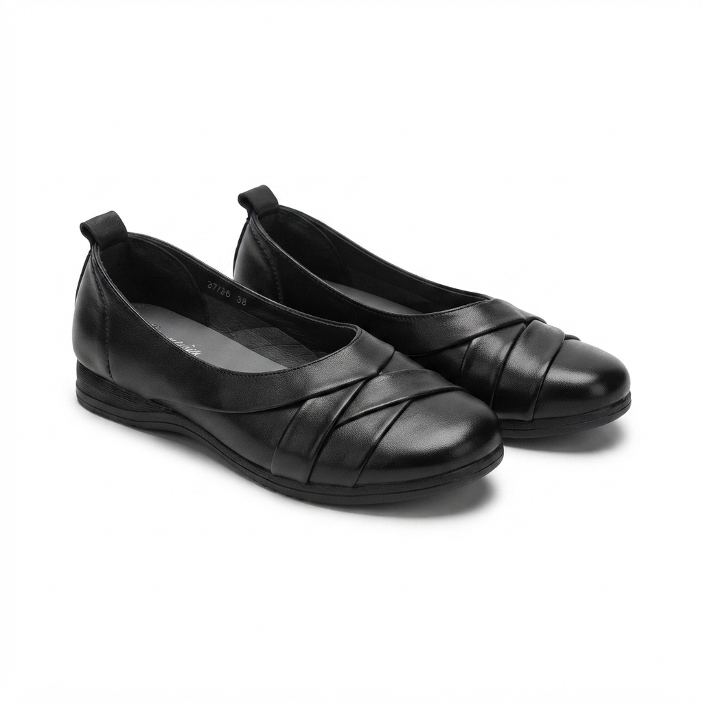 Audrey Premium Leather CrissCross Flat Cushioned Ballerinas