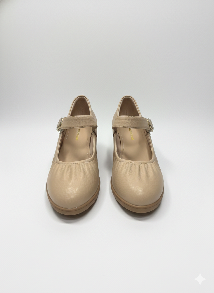 Elisa Premium Leather Wedge Heel Mary Jane Strap Shoe Ballerinas - The Heels India