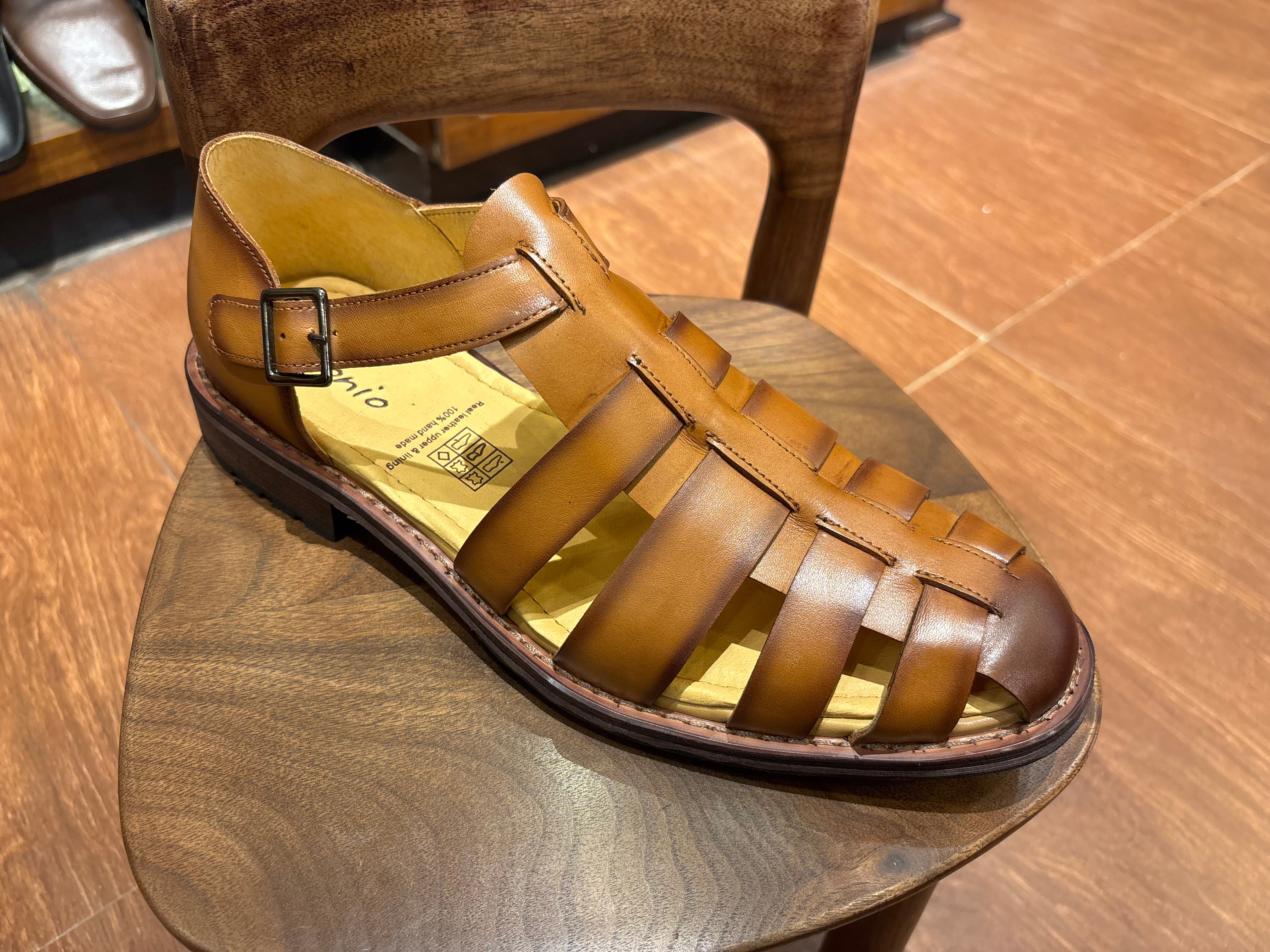 Romano Woven Leather Cage Sandal