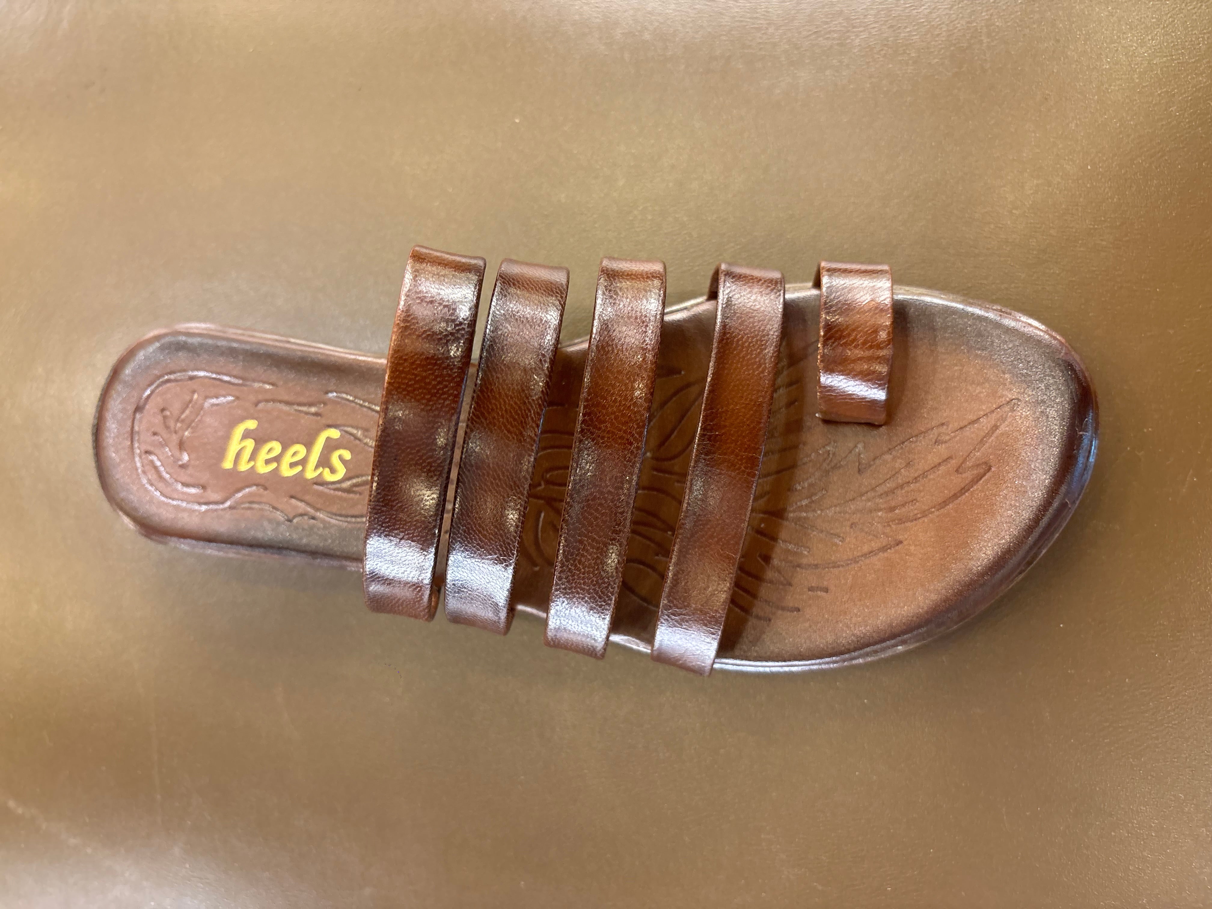 Joy Leather Thumb Strap Flat Slippers